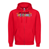 Red professional overthinker Zipper Hoodie - MaliasSmallBusiness