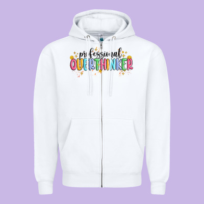 Professional Overthinker Zipper Hoodie Designed By Maliassmallbusiness