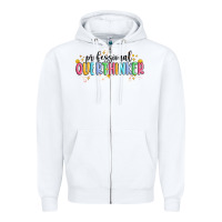 White professional overthinker Zipper Hoodie - MaliasSmallBusiness