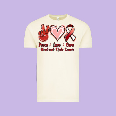 Peace Love Cure Head And Neck Cancer Vintage Tee Designed By Jasminsmagicworld