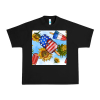 Black 4th of july sunflowers ice cream seamless pattern Urban Heavy Tee - BundleAndBundleShop