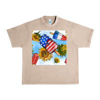 French Oak 4th of july sunflowers ice cream seamless pattern Urban Heavy Tee - BundleAndBundleShop