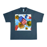 4th Of July Sunflowers Ice Cream Seamless Pattern Urban Heavy Tee | Teevron