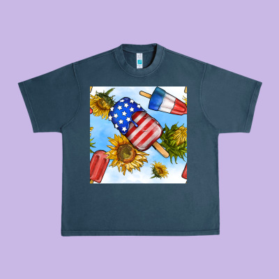 4th Of July Sunflowers Ice Cream Seamless Pattern Urban Heavy Tee Designed By Bundleandbundleshop