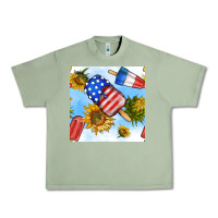 Oil Green 4th of july sunflowers ice cream seamless pattern Urban Heavy Tee - BundleAndBundleShop
