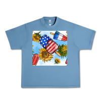 Pebble Blue 4th of july sunflowers ice cream seamless pattern Urban Heavy Tee - BundleAndBundleShop