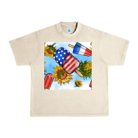 Sandshell 4th of july sunflowers ice cream seamless pattern Urban Heavy Tee - BundleAndBundleShop