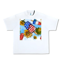 White 4th of july sunflowers ice cream seamless pattern Urban Heavy Tee - BundleAndBundleShop