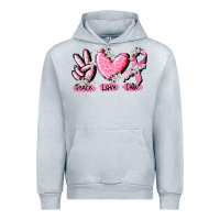 Heather Grey peace love cure breast cancer Urban Hoodie - CowGirlArtShop