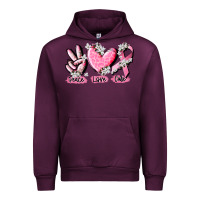 Mauve Wine peace love cure breast cancer Urban Hoodie - CowGirlArtShop
