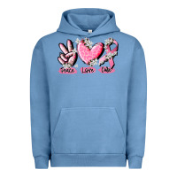 Pigment Pebble Blue peace love cure breast cancer Urban Hoodie - CowGirlArtShop