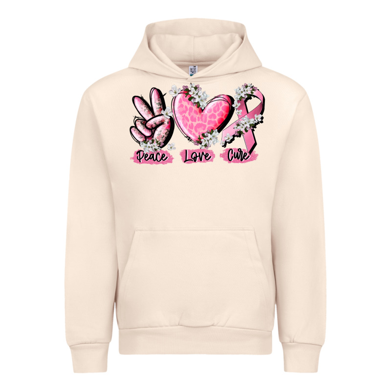 Peace Love Cure Breast Cancer Urban Hoodie by CowGirlArtShop | Teevron