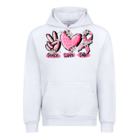 White peace love cure breast cancer Urban Hoodie - CowGirlArtShop