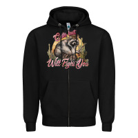 Black cute but will fight you racoon western Zipper Hoodie - NancyCooperArtShop