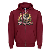 Burgundy cute but will fight you racoon western Zipper Hoodie - NancyCooperArtShop