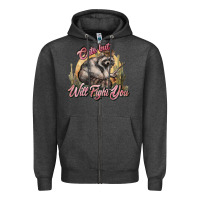 Charcoal Heather cute but will fight you racoon western Zipper Hoodie - NancyCooperArtShop