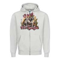 Dove Grey cute but will fight you racoon western Zipper Hoodie - NancyCooperArtShop