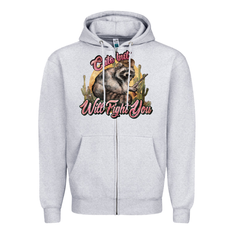 Cute But Will Fight You Racoon Western Zipper Hoodie by NancyCooperArtShop | Teevron