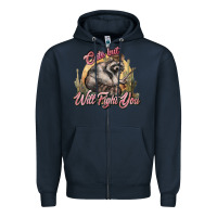 Navy cute but will fight you racoon western Zipper Hoodie - NancyCooperArtShop