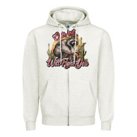 Oatmeal Heather cute but will fight you racoon western Zipper Hoodie - NancyCooperArtShop