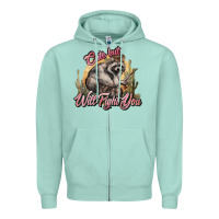 Seafoam cute but will fight you racoon western Zipper Hoodie - NancyCooperArtShop