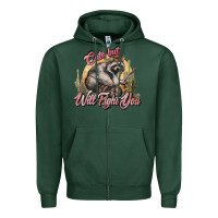 Sports Green cute but will fight you racoon western Zipper Hoodie - NancyCooperArtShop