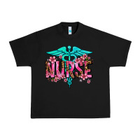 Black floral nurse Urban Heavy Tee - AdoDesignShop