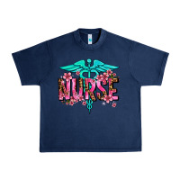 Navy floral nurse Urban Heavy Tee - AdoDesignShop