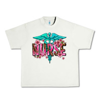 Pistachio floral nurse Urban Heavy Tee - AdoDesignShop