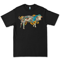 Black charolais bull with sunflowers and gemstone western patterns Premium Tee - RanaPortraitStore