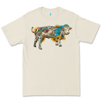 Bone charolais bull with sunflowers and gemstone western patterns Premium Tee - RanaPortraitStore