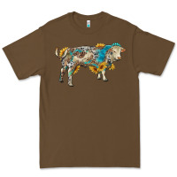 Cacao charolais bull with sunflowers and gemstone western patterns Premium Tee - RanaPortraitStore