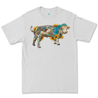 Charolais Bull With Sunflowers And Gemstone Western Patterns Premium Tee | Teevron