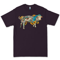 Plum charolais bull with sunflowers and gemstone western patterns Premium Tee - RanaPortraitStore