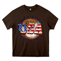 Chocolate Brown land of the free usa because of the brave billie w Heavy Core Tee - texasbilliewilder