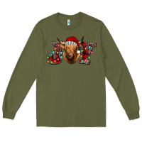 Army Green joy highland cow Long Sleeve Tee - Jasminsmagicworld