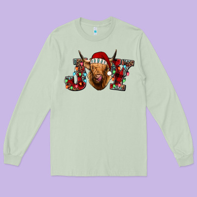 Joy Highland Cow Long Sleeve Tee Designed By Jasminsmagicworld