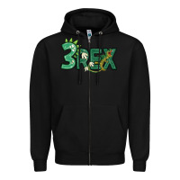 Black three rex Zipper Hoodie - MaliasSmallBusiness