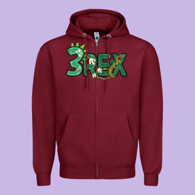 Three Rex Zipper Hoodie Designed By Maliassmallbusiness