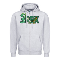 Heather Grey three rex Zipper Hoodie - MaliasSmallBusiness