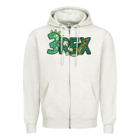 Oatmeal Heather three rex Zipper Hoodie - MaliasSmallBusiness