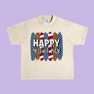 Happy 4th Of July Brushstrokes Urban Heavy Tee Designed By Bundleandbundleshop