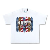 White happy 4th of july brushstrokes Urban Heavy Tee - BundleAndBundleShop