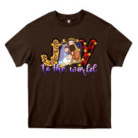 Chocolate Brown joy to the world Heavy Core Tee - Zillion Design Studio