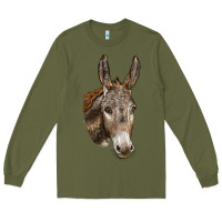 Army Green Andalusian Donkey Face Long Sleeve Tee - LillyAllenDesigns