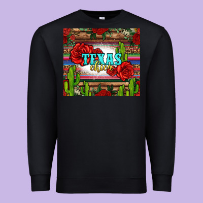 Texas Chica With Roses Premium Sweatshirt Designed By Jasminsmagicworld