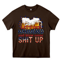 Chocolate Brown lets get hammered Heavy Core Tee - texasbilliewilder