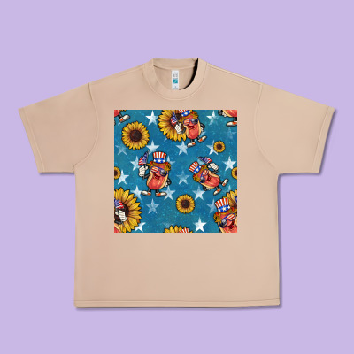 4th Of July Sunflowers Hotdog Seamless Pattern Urban Heavy Tee Designed By Bundleandbundleshop