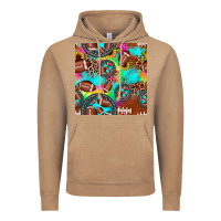 Vintage Coffee football tie dye gemstone sunflower seamless pattern Vintage Hoodie - JahusDesignShop
