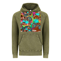 Vintage Olive football tie dye gemstone sunflower seamless pattern Vintage Hoodie - JahusDesignShop